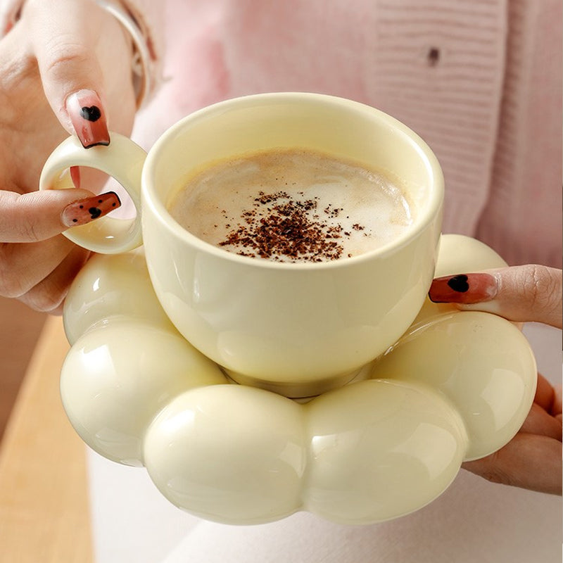 Cute Cloud Ceramic Mug and Decorative Plate Set