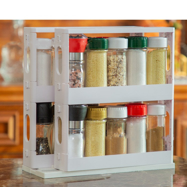 Rotating spice rack for kitchen storage