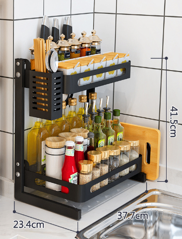 Two-tier kitchen shelf