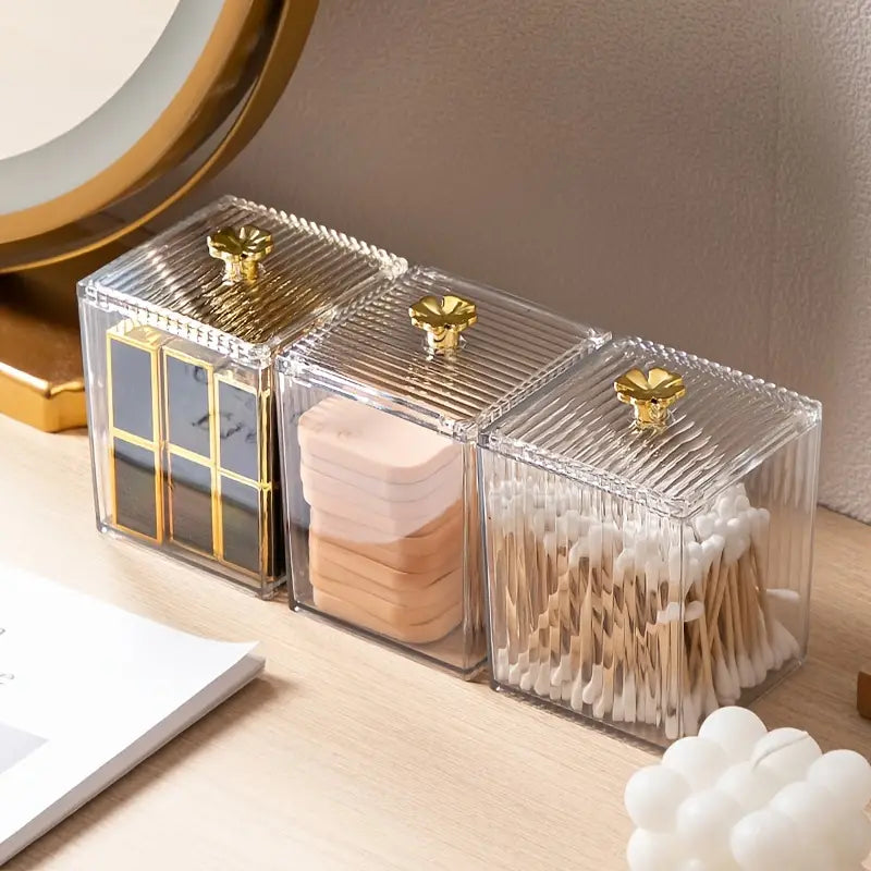Cosmetic cotton swab storage box with lid (1 pc)